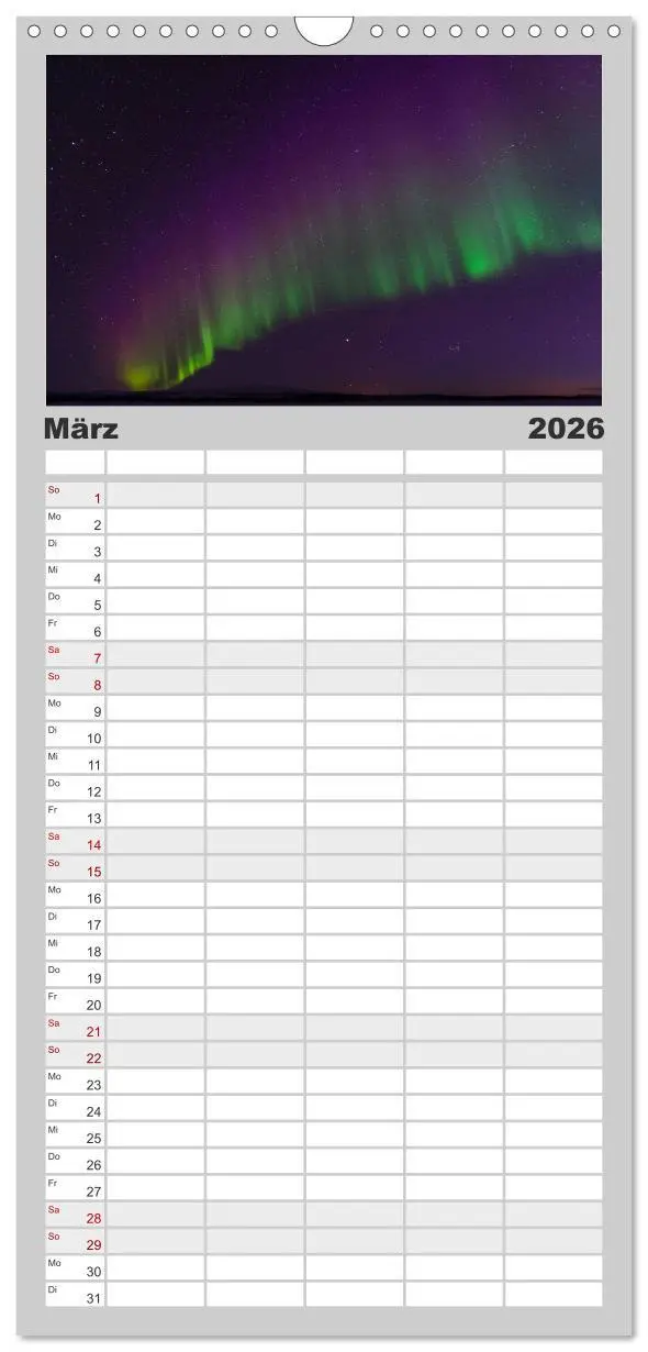 Bild: 9783516514407 | Familienplaner 2026 - Nordlichter mit 5 Spalten (Wandkalender, 21 x...