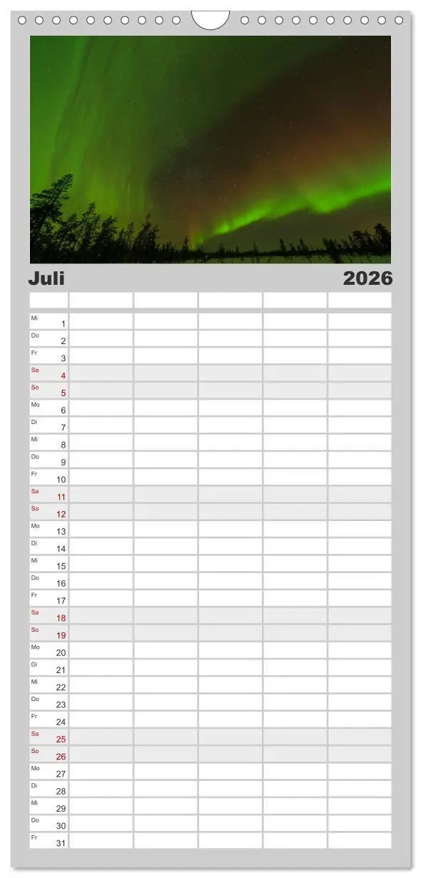 Bild: 9783516514407 | Familienplaner 2026 - Nordlichter mit 5 Spalten (Wandkalender, 21 x...