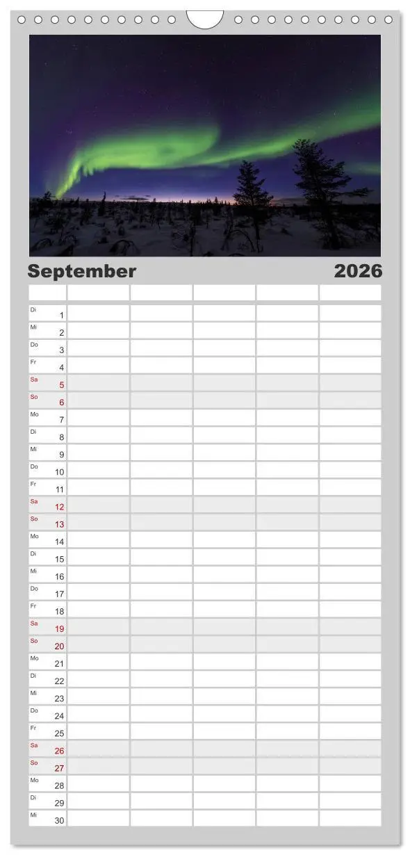 Bild: 9783516514407 | Familienplaner 2026 - Nordlichter mit 5 Spalten (Wandkalender, 21 x...