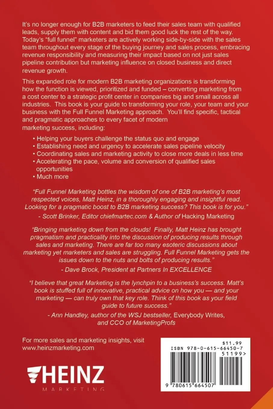Rückseite: 9780615664507 | Full Funnel Marketing | Matt Heinz (u. a.) | Taschenbuch | Englisch