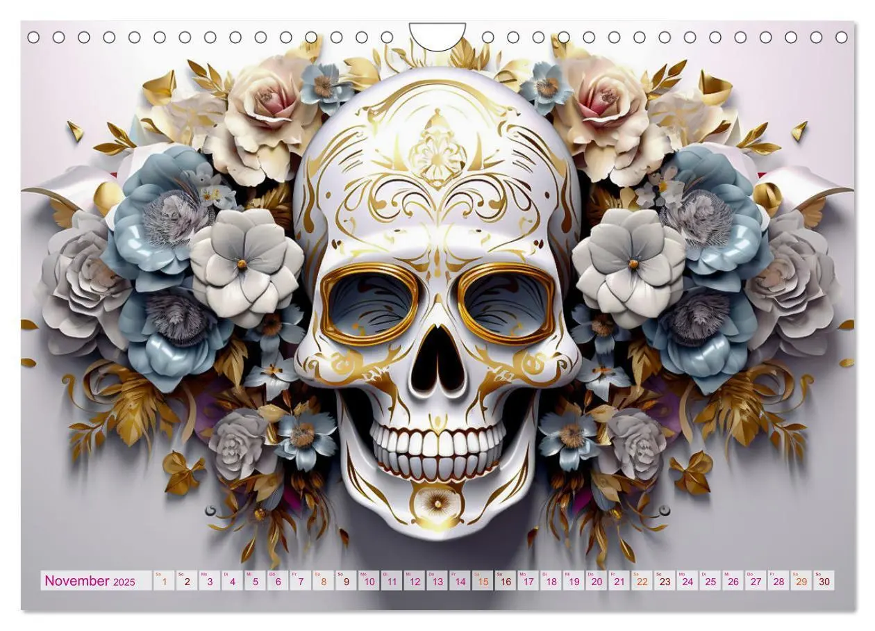 Bild: 9783383854507 | Skull Flower - Totenkopf ART (Wandkalender 2025 DIN A4 quer),...