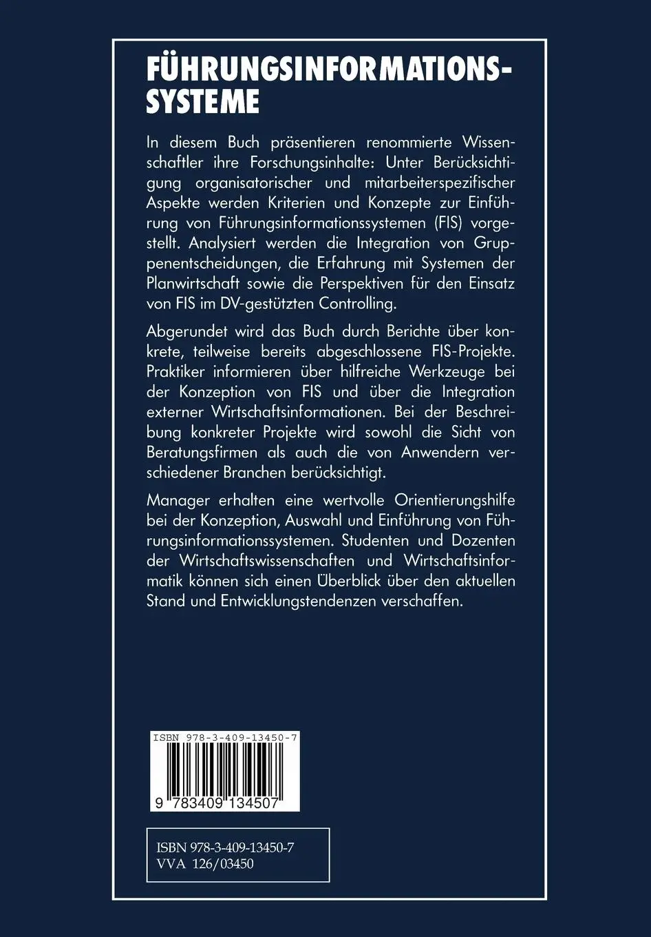 Rückseite: 9783409134507 | Führungsinformationssysteme | Katja Schimmelpfeng (u. a.) | Buch | xii