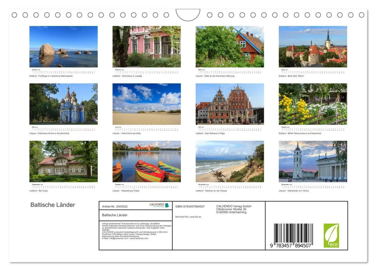 Bild: 9783457894507 | Baltische Länder (Wandkalender 2026 DIN A4 quer), CALVENDO...