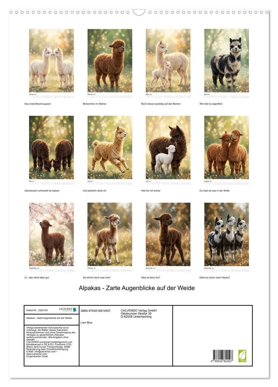 Bild: 9783516814507 | Alpakas - Zarte Augenblicke auf der Weide (Wandkalender 2027 DIN A2...
