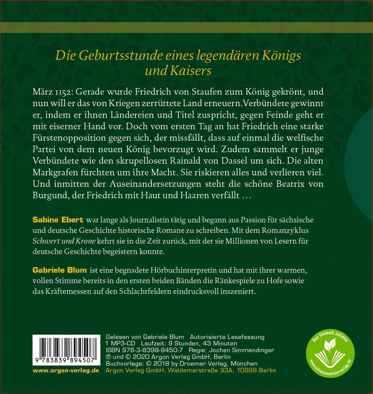 Rückseite: 9783839894507 | Schwert und Krone - Zeit des Verrats | Sabine Ebert | MP3 | 584 Min.
