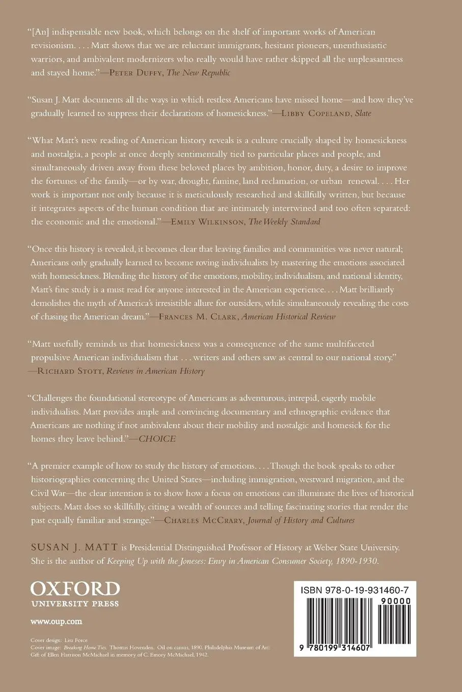 Rückseite: 9780199314607 | Homesickness | An American History | Susan J. Matt | Taschenbuch