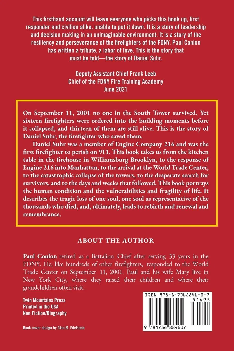 Rückseite: 9781736884607 | Daniel Suhr | A Story of September 11th | Paul Conlon | Taschenbuch