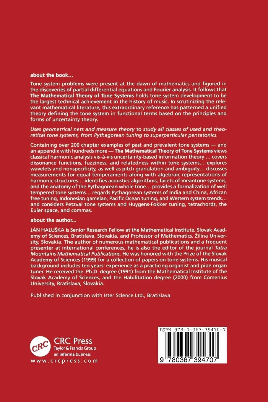 Rückseite: 9780367394707 | The Mathematical Theory of Tone Systems | Jan Haluska | Taschenbuch