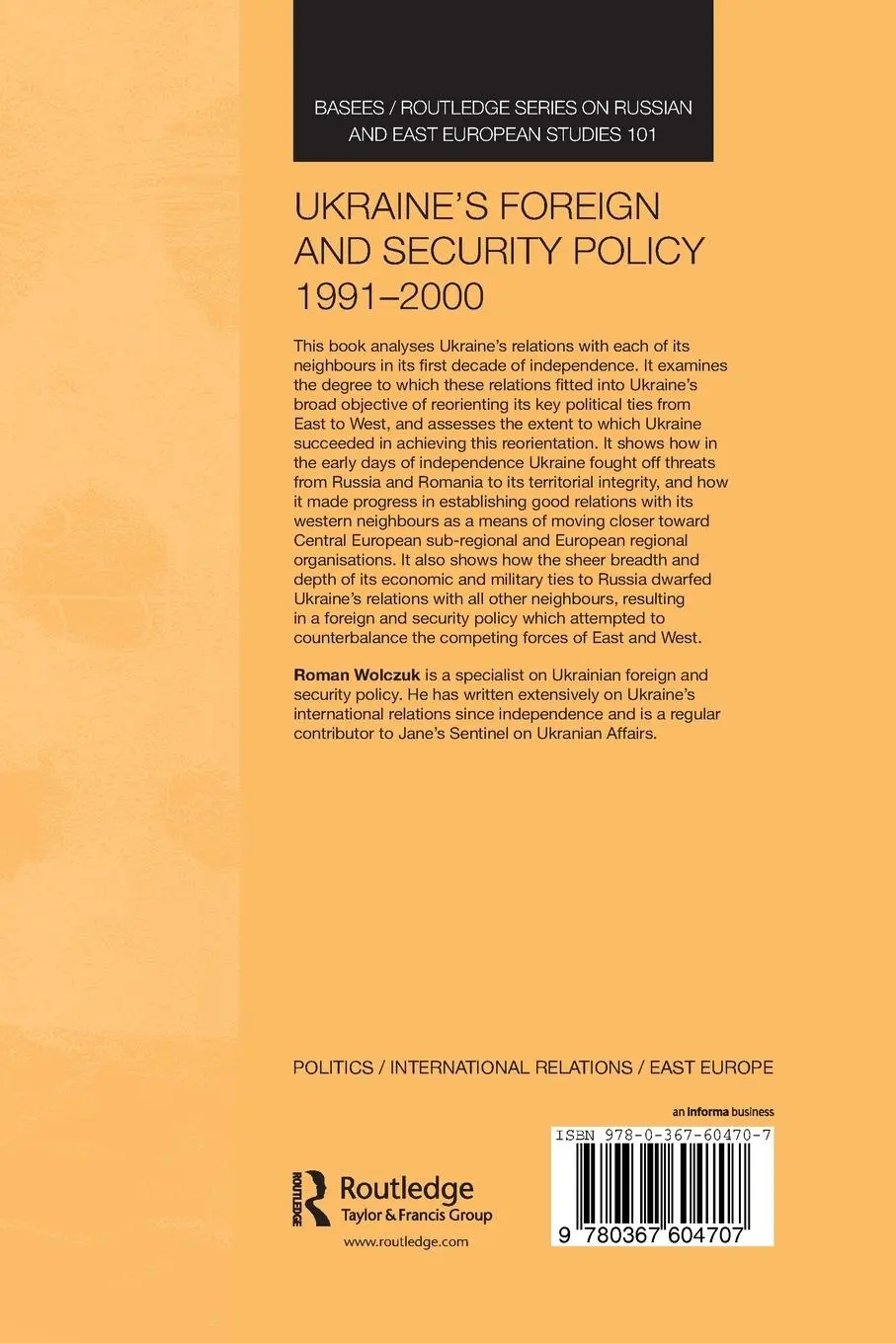 Rückseite: 9780367604707 | Ukraine's Foreign and Security Policy 1991-2000 | Roman Wolczuk | Buch