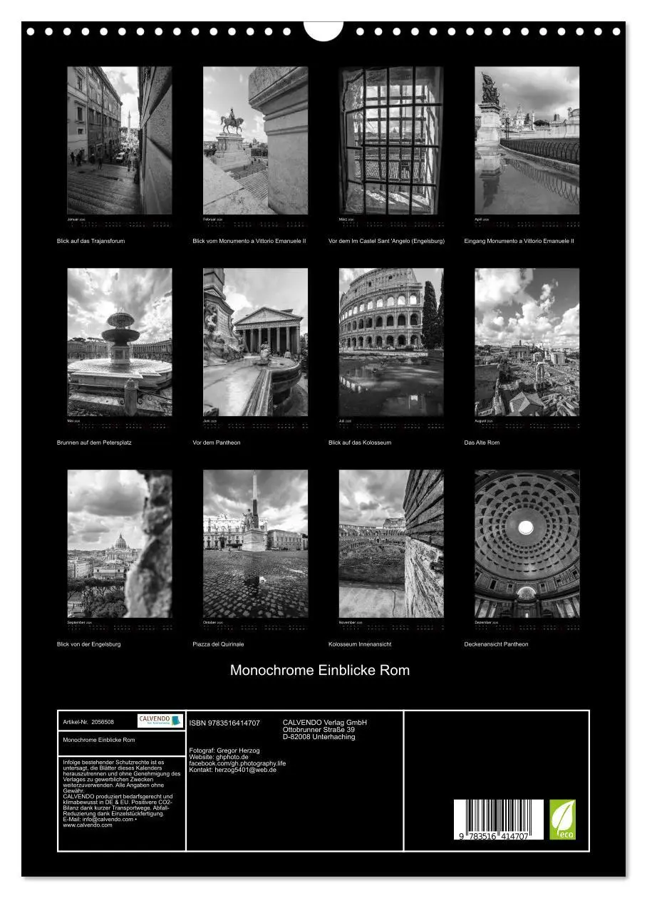 Bild: 9783516414707 | Monochrome Einblicke Rom (Wandkalender 2026 DIN A3 hoch), CALVENDO...