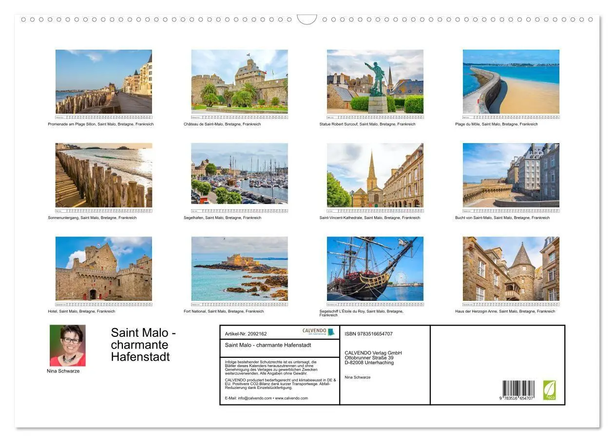 Bild: 9783516654707 | Saint Malo - charmante Hafenstadt (Wandkalender 2026 DIN A2 quer),...