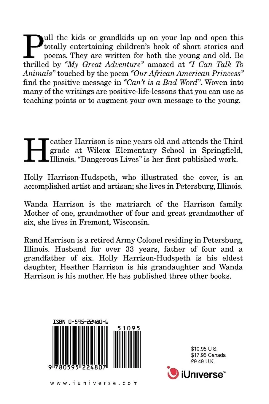 Rückseite: 9780595224807 | The Frog King of Lily Pond World | Children's Short Stories and Poems