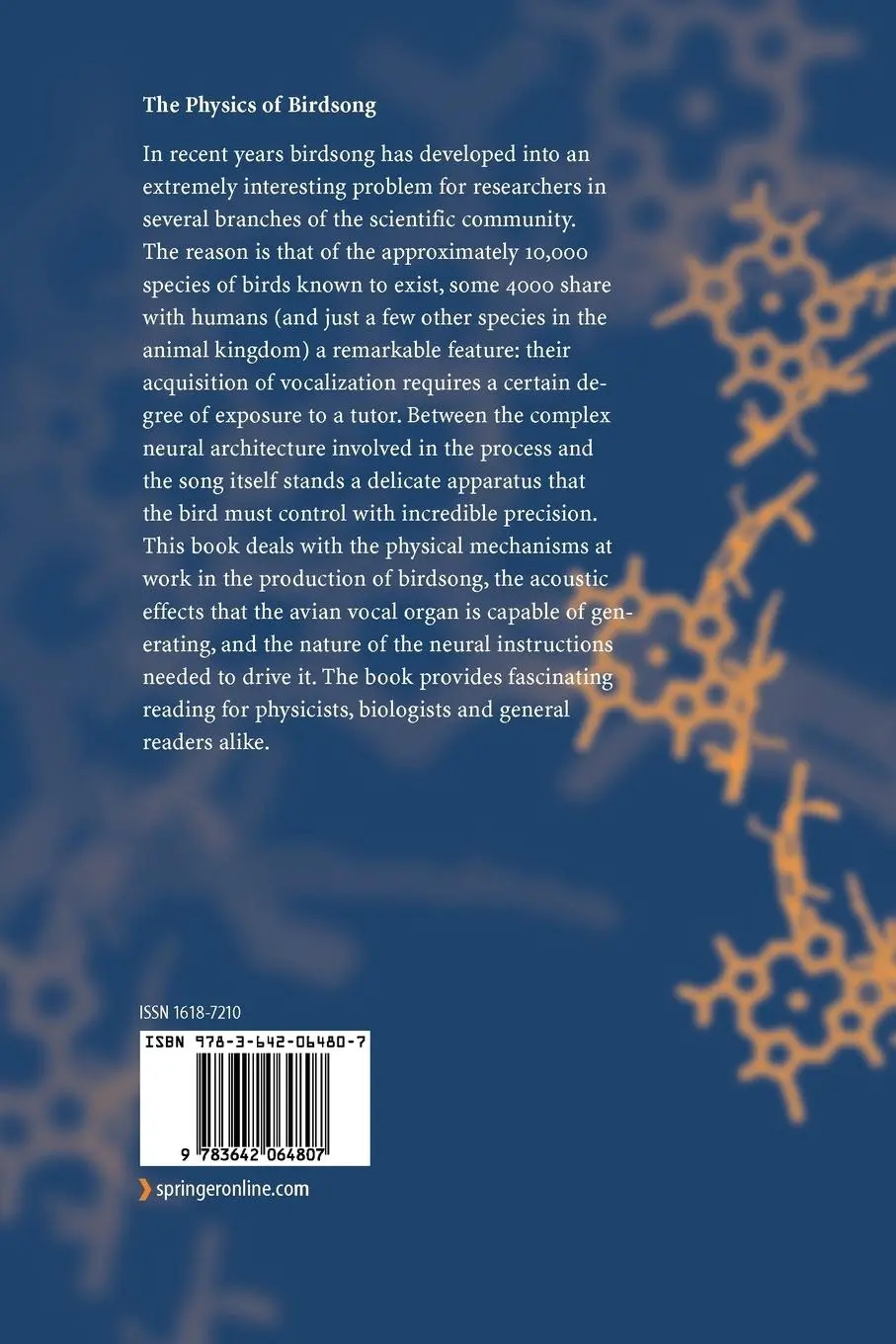Rückseite: 9783642064807 | The Physics of Birdsong | Rodrigo Laje (u. a.) | Taschenbuch | x