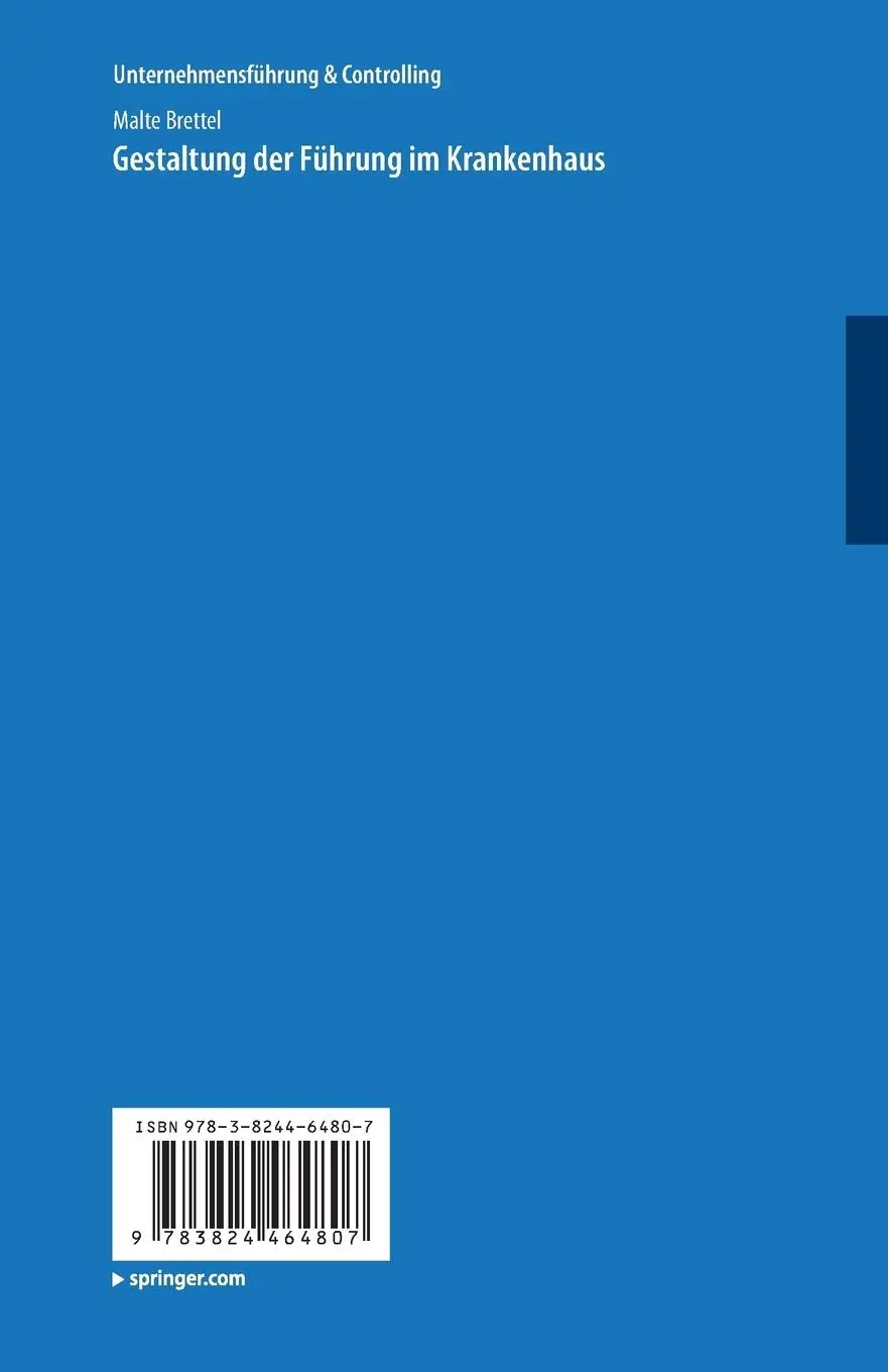 Rückseite: 9783824464807 | Gestaltung der Führung im Krankenhaus | Malte Brettel | Taschenbuch
