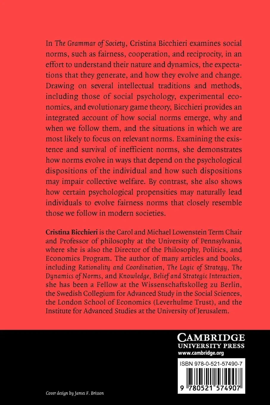 Rückseite: 9780521574907 | The Grammar of Society | The Nature and Dynamics of Social Norms