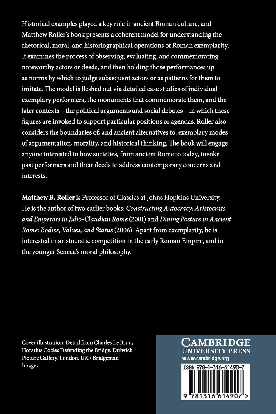 Rückseite: 9781316614907 | Models from the Past in Roman Culture | Matthew B. Roller | Buch