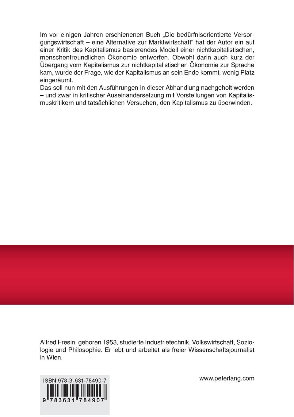 Rückseite: 9783631784907 | Wie kommt der Kapitalismus an sein Ende? | Alfred Fresin | Taschenbuch