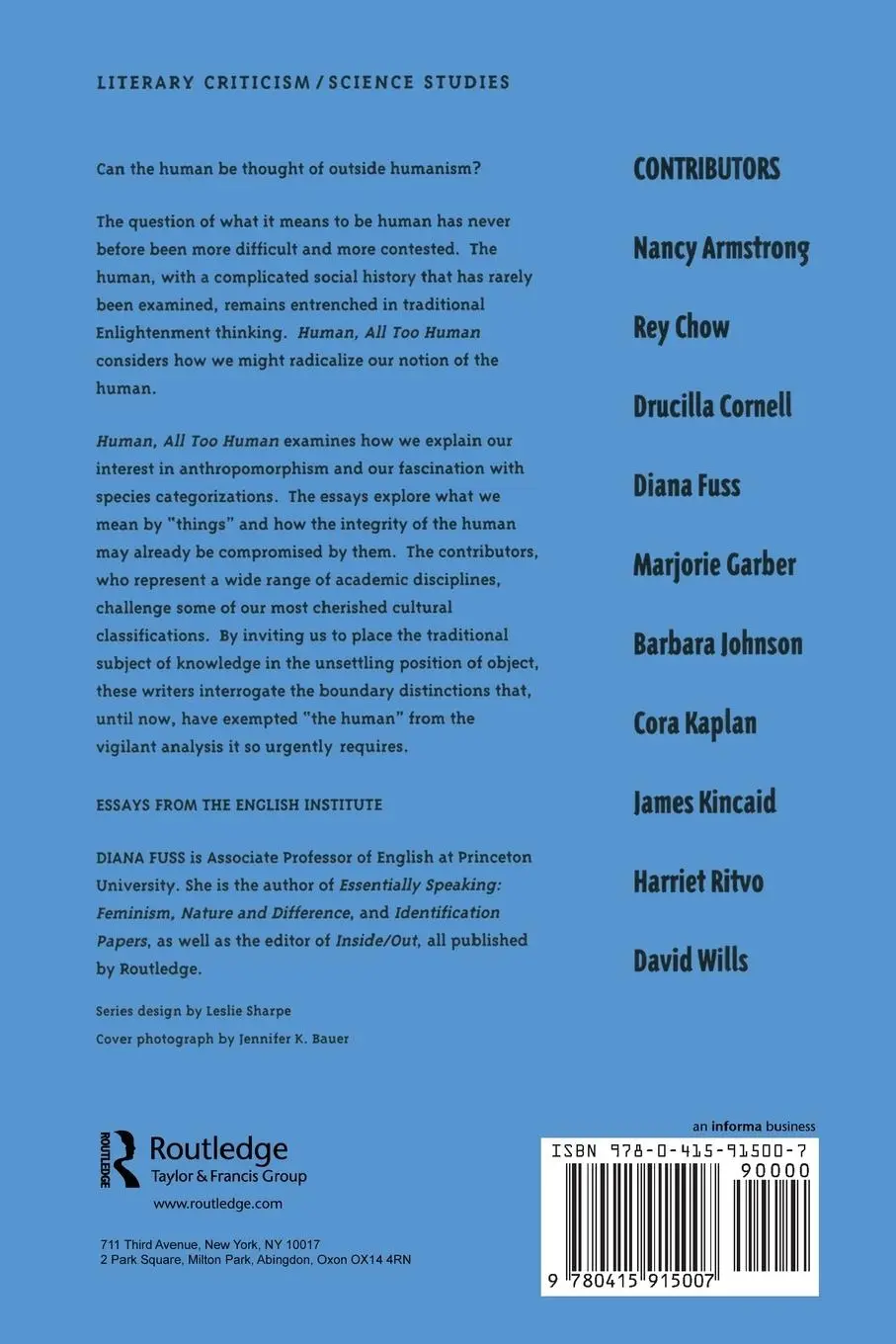 Rückseite: 9780415915007 | Human, All Too Human | Diana Fuss | Taschenbuch | Englisch | 1995