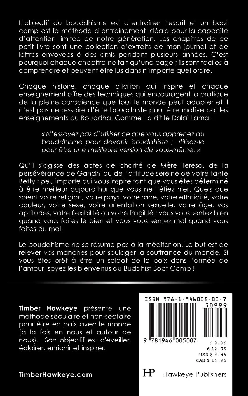 Rückseite: 9781946005007 | LE BUDDHIST BOOT CAMP | Timber Hawkeye | Taschenbuch | Französisch