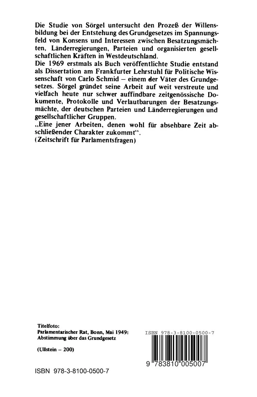 Rückseite: 9783810005007 | Konsensus und Interessen | Werner Sörgel | Taschenbuch | 387 S. | 1985