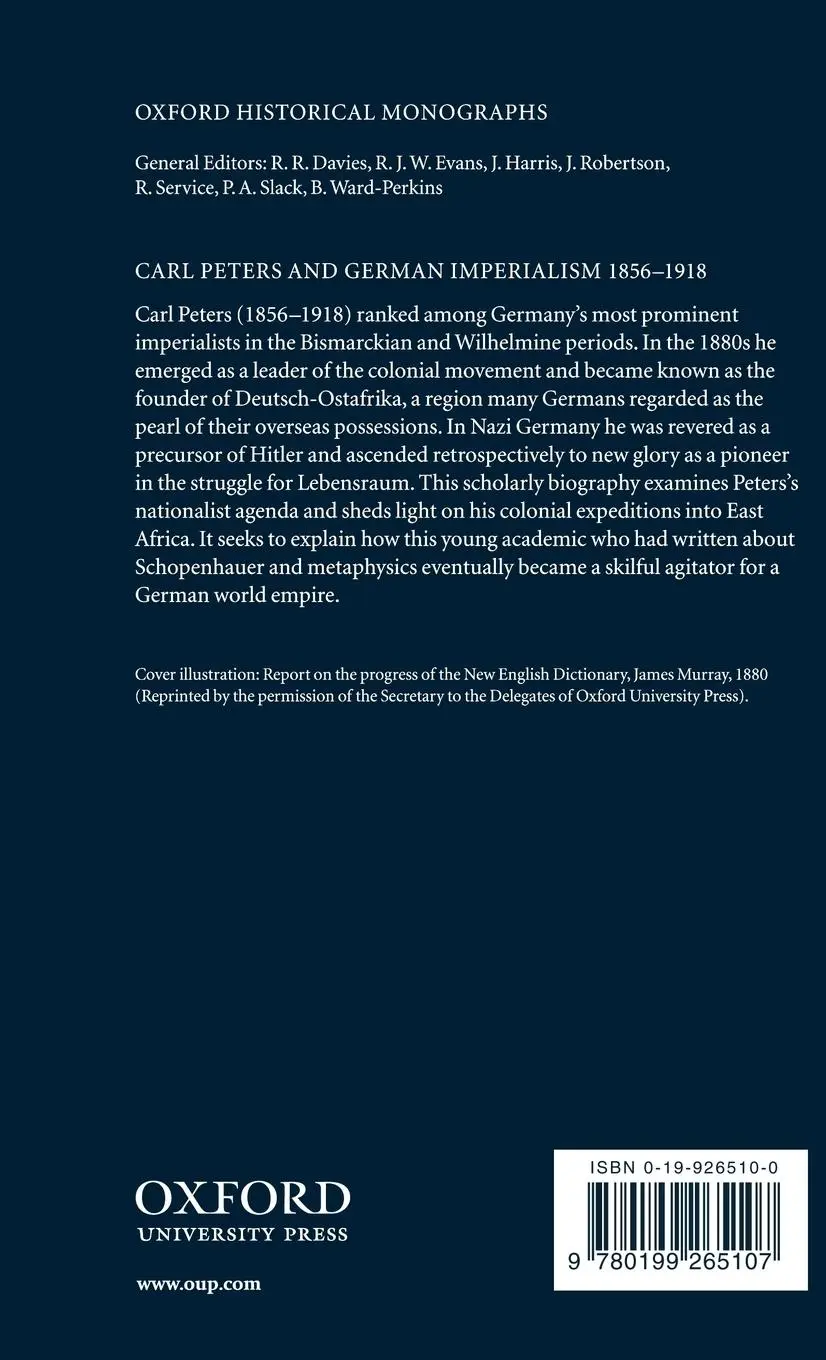 Rückseite: 9780199265107 | Carl Peters and German Imperialism 1856-1918 | A Political Biography