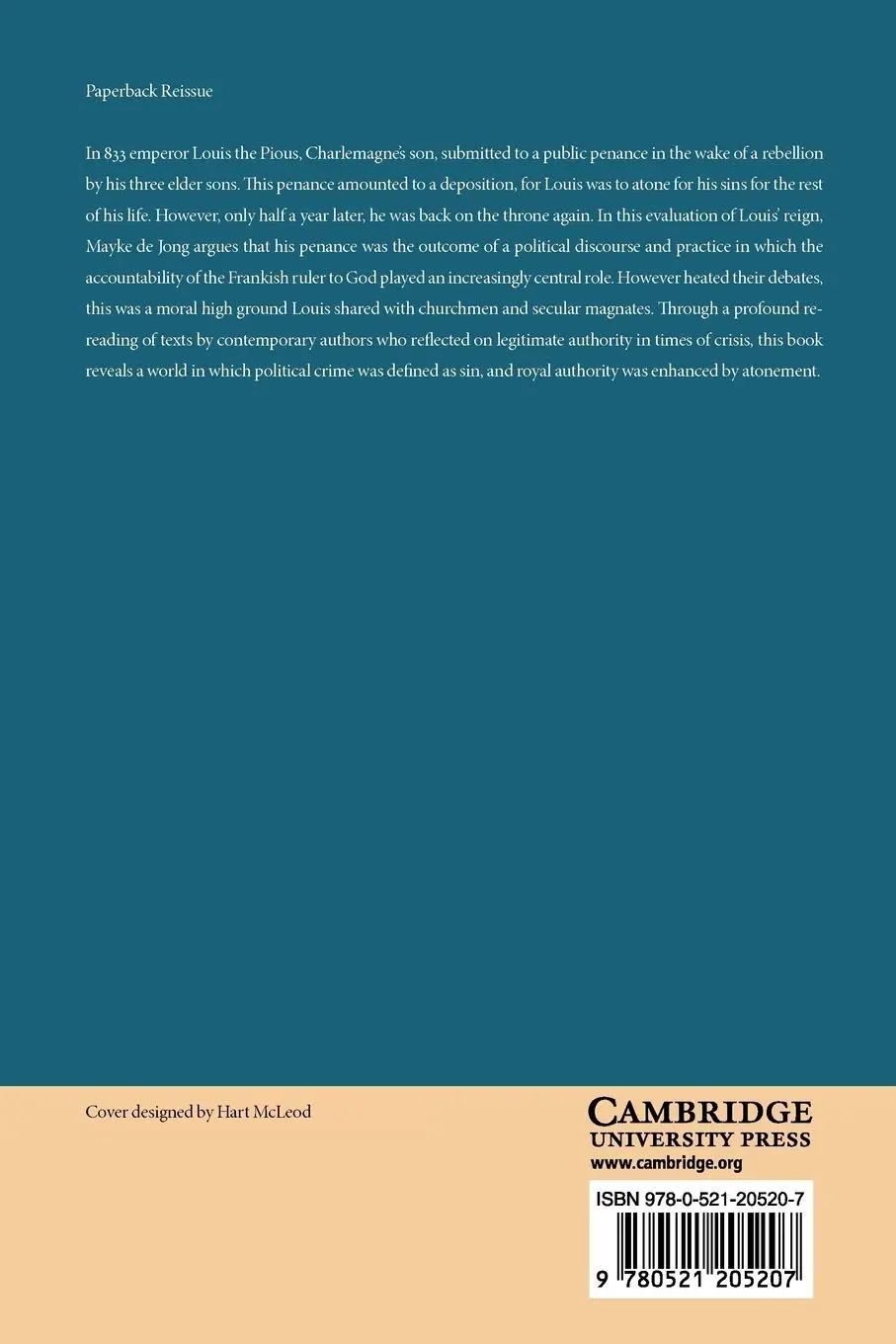 Rückseite: 9780521205207 | The Penitential State | Mayke de Jong | Taschenbuch | Englisch | 2011