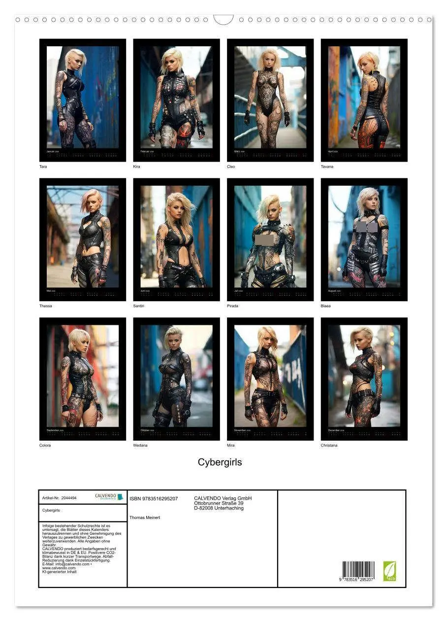 Bild: 9783516295207 | Cybergirls (Wandkalender 2026 DIN A2 hoch), CALVENDO Monatskalender