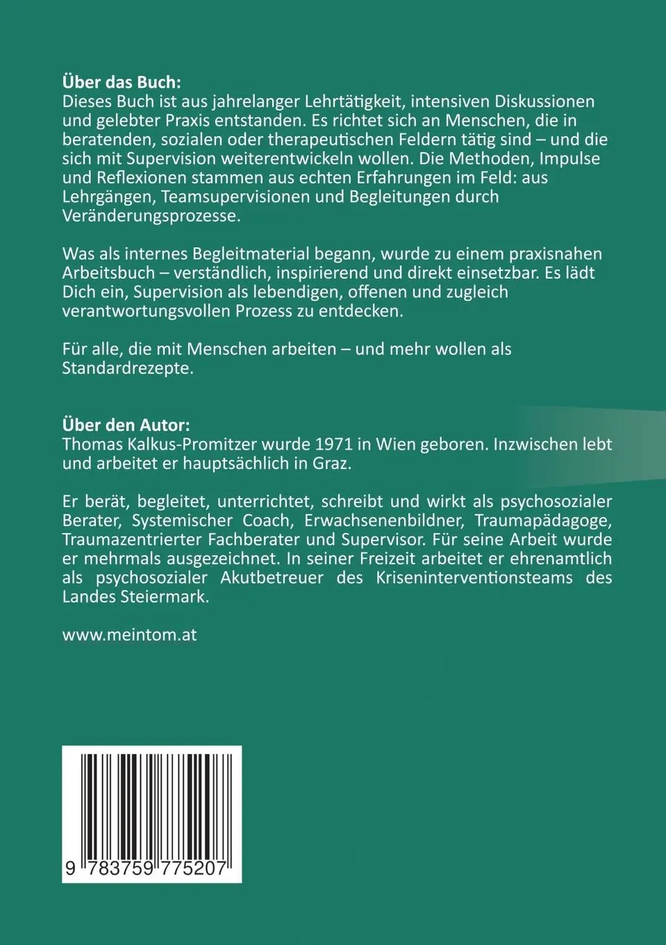 Rückseite: 9783759775207 | Praxishandbuch: Supervision | Thomas Kalkus-Promitzer | Taschenbuch