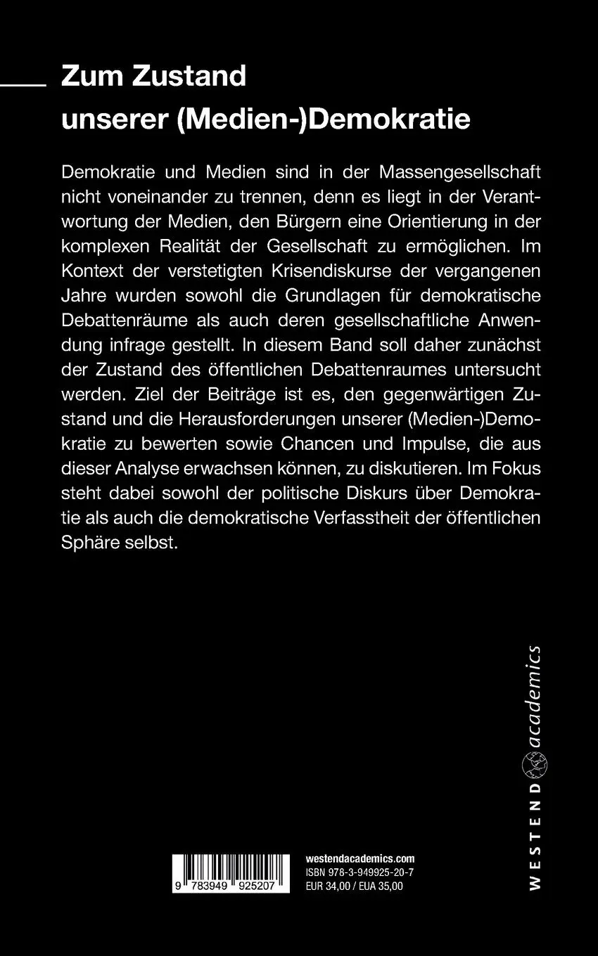 Rückseite: 9783949925207 | Mediensystem und öffentliche Sphäre in der Krise | Broecker (u. a.)