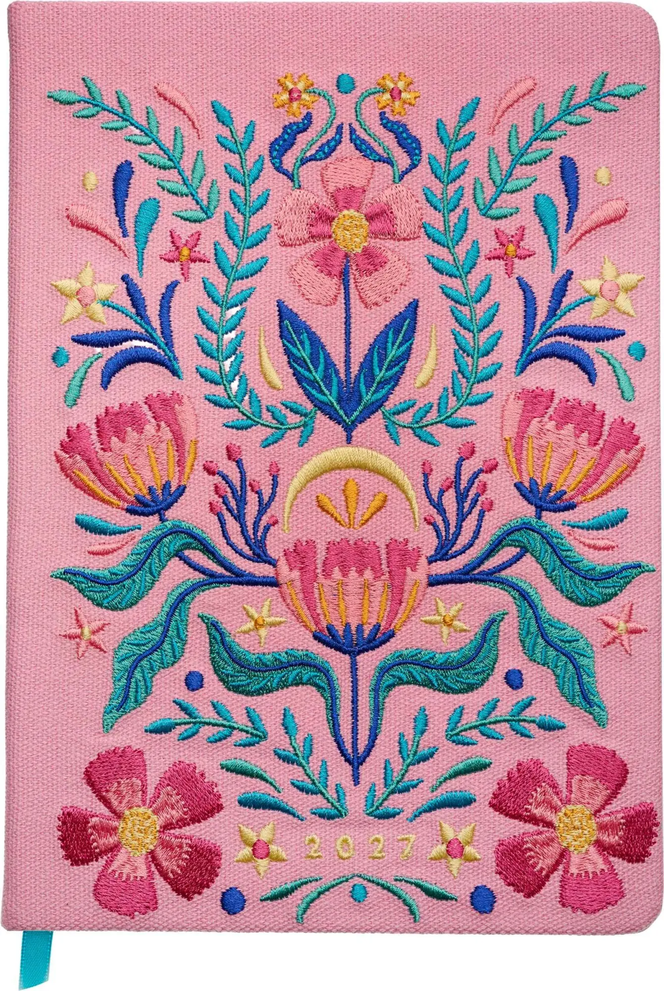 Cover: 4036442015407 | Taschenkalender A5 2027: Blütenmotiv, bestickt, rosa | Groh Verlag