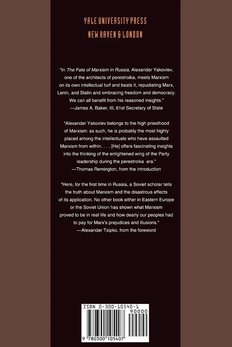 Rückseite: 9780300105407 | The Fate of Marxism in Russia | Alexander Yakovlev | Taschenbuch