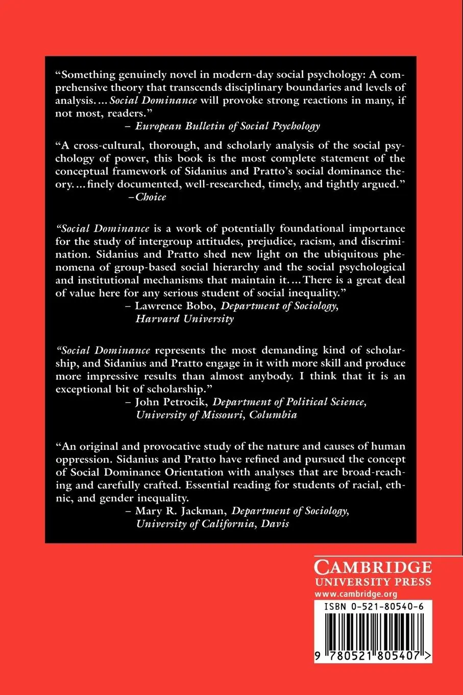 Rückseite: 9780521805407 | Social Dominance | Jim Sidanius (u. a.) | Taschenbuch | Englisch