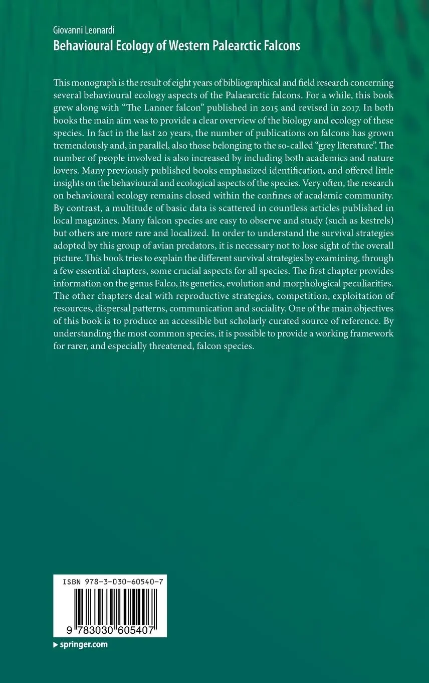 Rückseite: 9783030605407 | Behavioural Ecology of Western Palearctic Falcons | Giovanni Leonardi