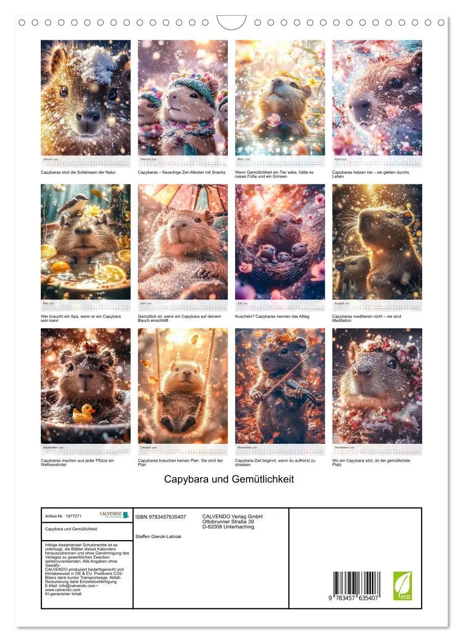 Bild: 9783457635407 | Capybara und Gemütlichkeit (Wandkalender 2026 DIN A3 hoch),...