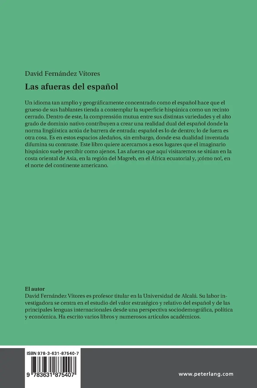 Rückseite: 9783631875407 | Las afueras del español | David Fernández Vitores | Buch | Gebunden