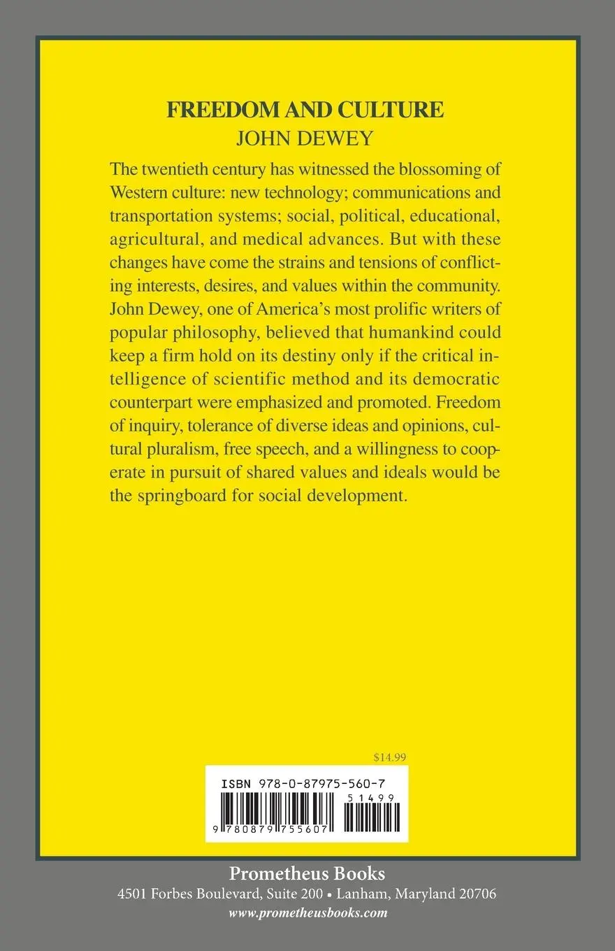 Rückseite: 9780879755607 | Freedom and Culture | John Dewey | Taschenbuch | Englisch | 1989