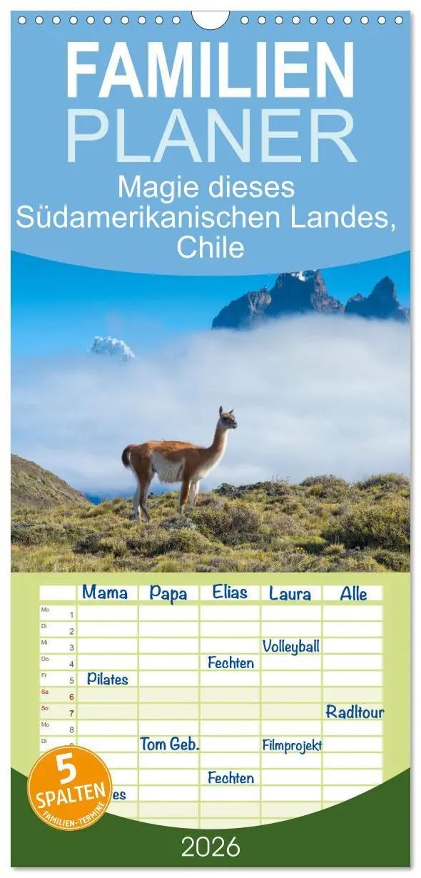 Cover: 9783516495607 | Familienplaner 2026 - Magie dieses Südamerikanischen Landes, Chile...