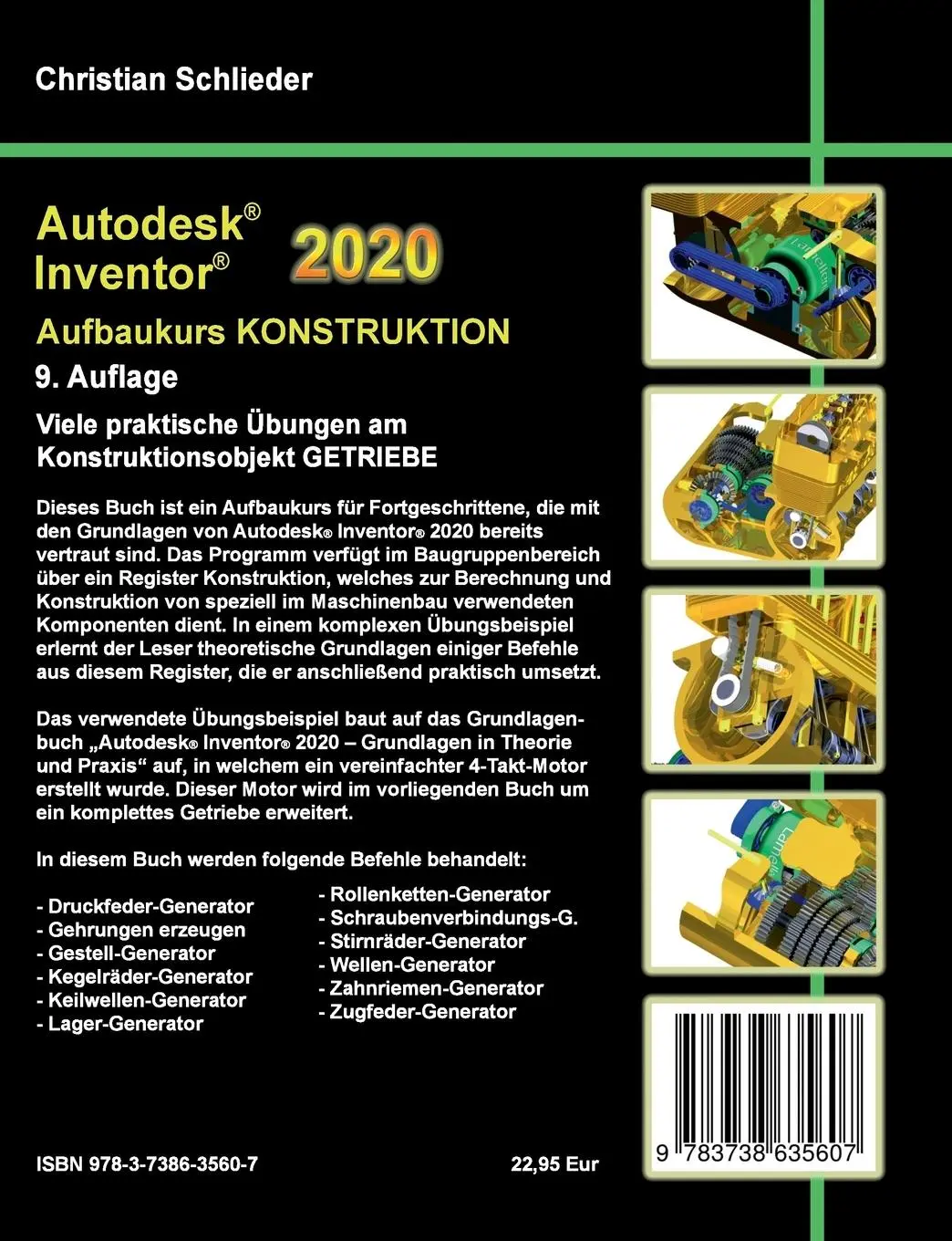 Rückseite: 9783738635607 | Autodesk Inventor 2020 - Aufbaukurs Konstruktion | Christian Schlieder