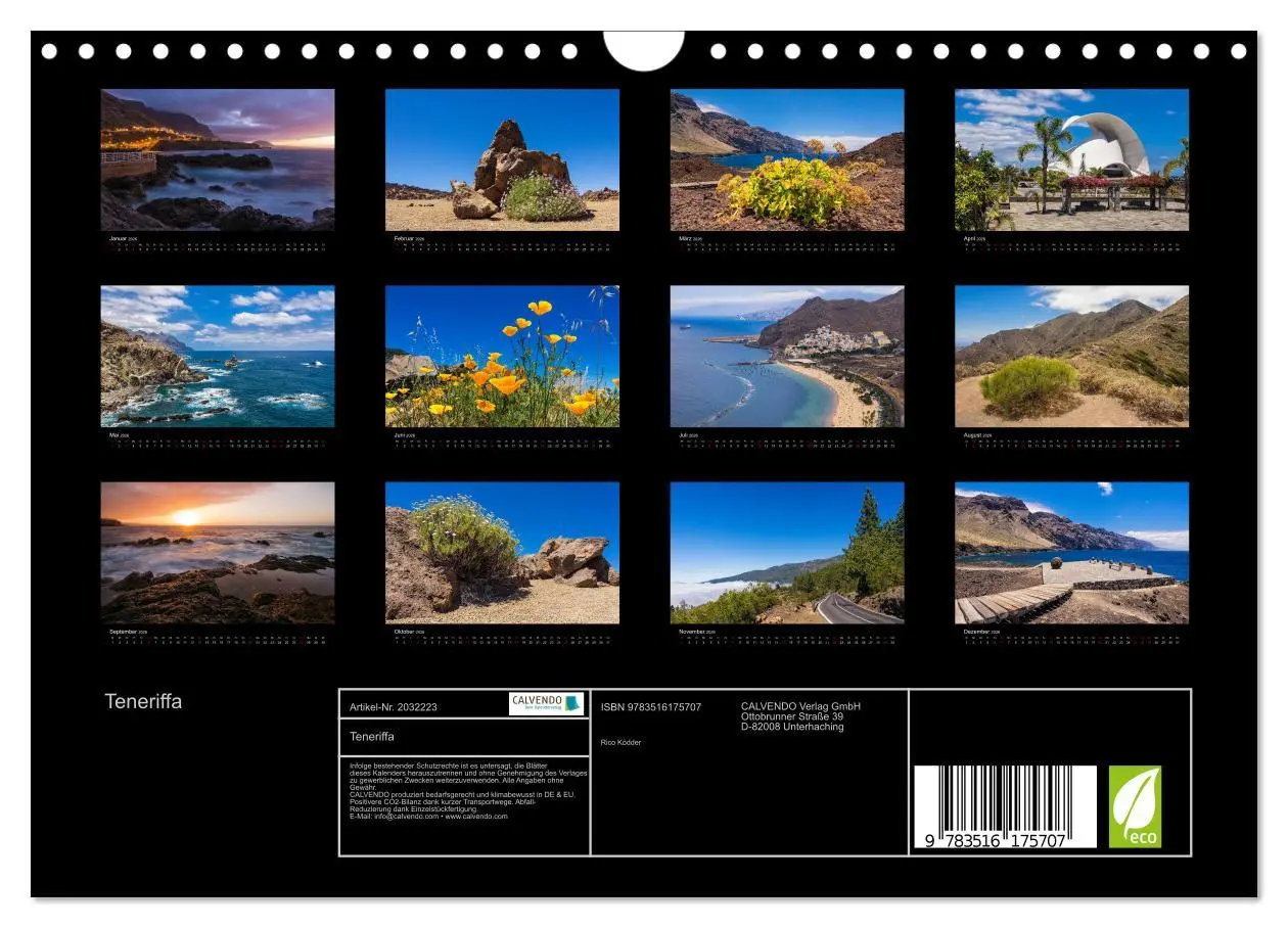 Bild: 9783516175707 | Teneriffa (Wandkalender 2026 DIN A4 quer), CALVENDO Monatskalender