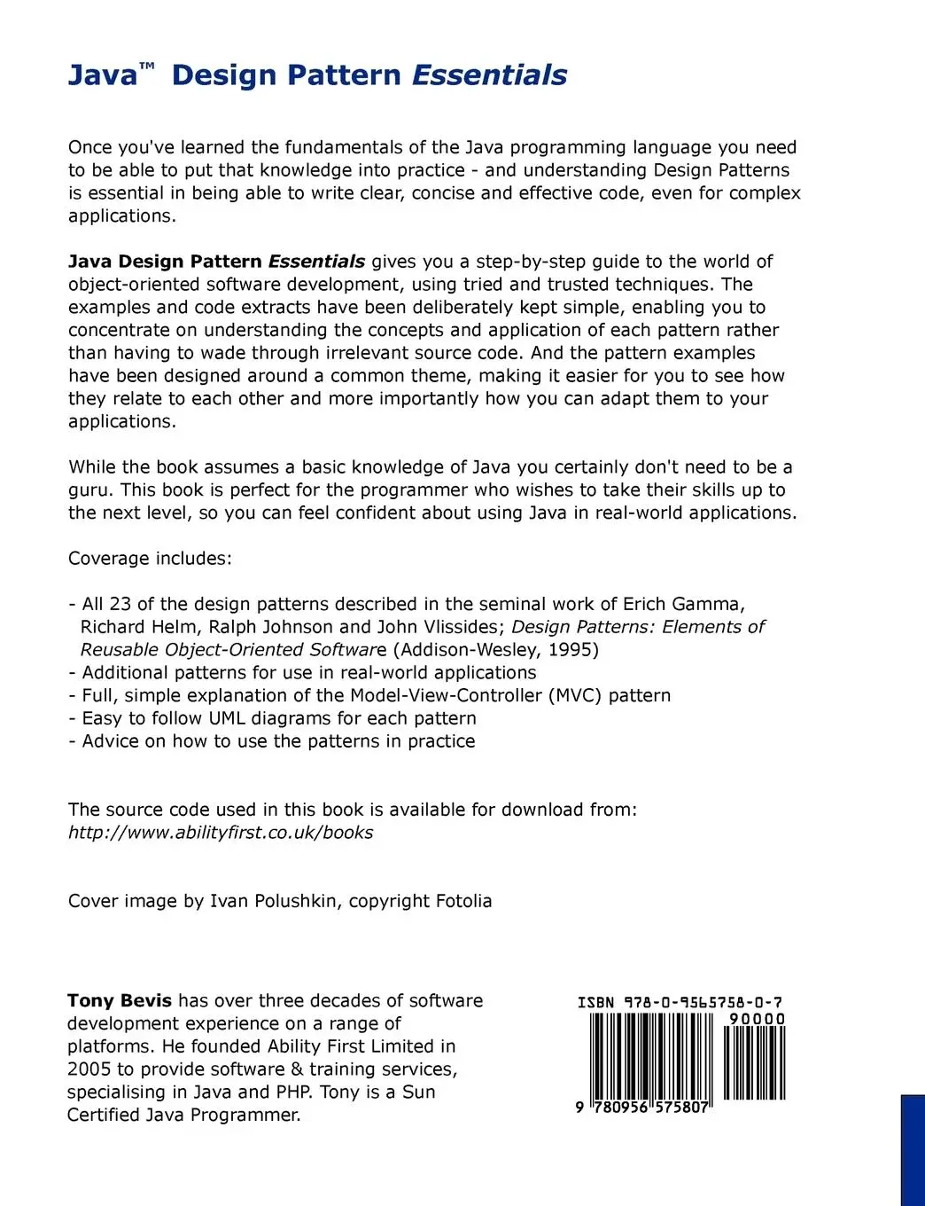Rückseite: 9780956575807 | Java Design Pattern Essentials | Tony Bevis | Taschenbuch | Englisch