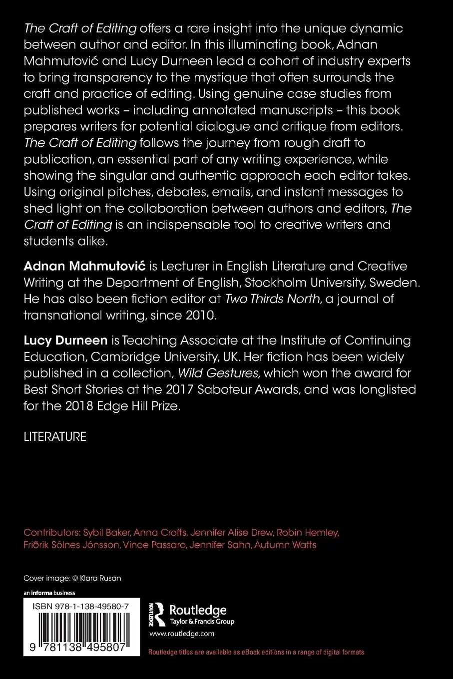 Rückseite: 9781138495807 | The Craft of Editing | Adnan Mahmutovi¿ (u. a.) | Taschenbuch | 2018