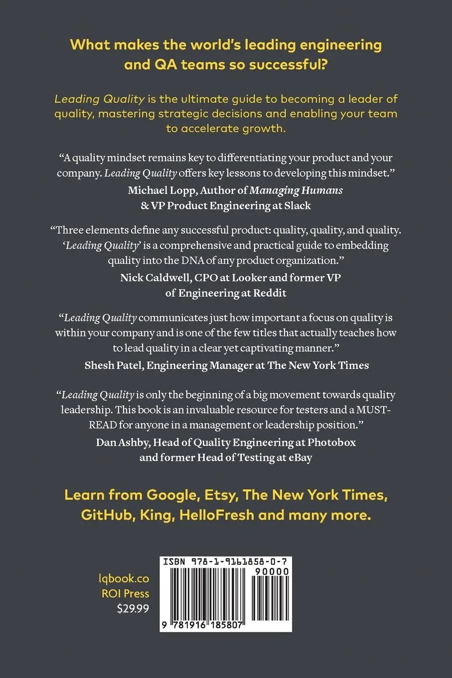 Rückseite: 9781916185807 | Leading Quality | Ronald Cummings - John (u. a.) | Taschenbuch | 2019