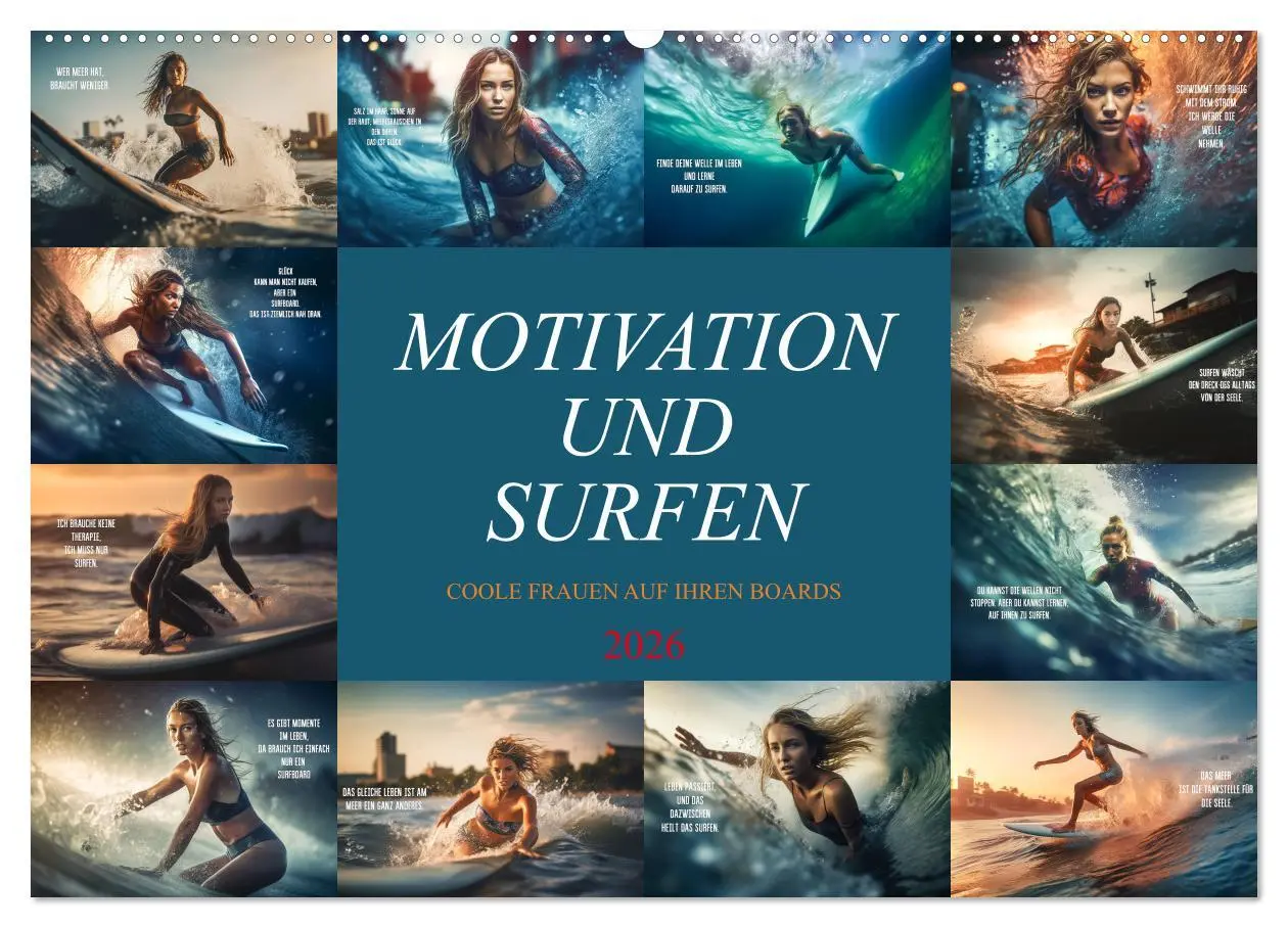 Cover: 9783457525807 | Motivation und Surfen (Wandkalender 2026 DIN A2 quer), CALVENDO...