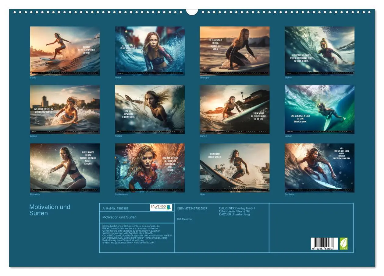 Bild: 9783457525807 | Motivation und Surfen (Wandkalender 2026 DIN A2 quer), CALVENDO...