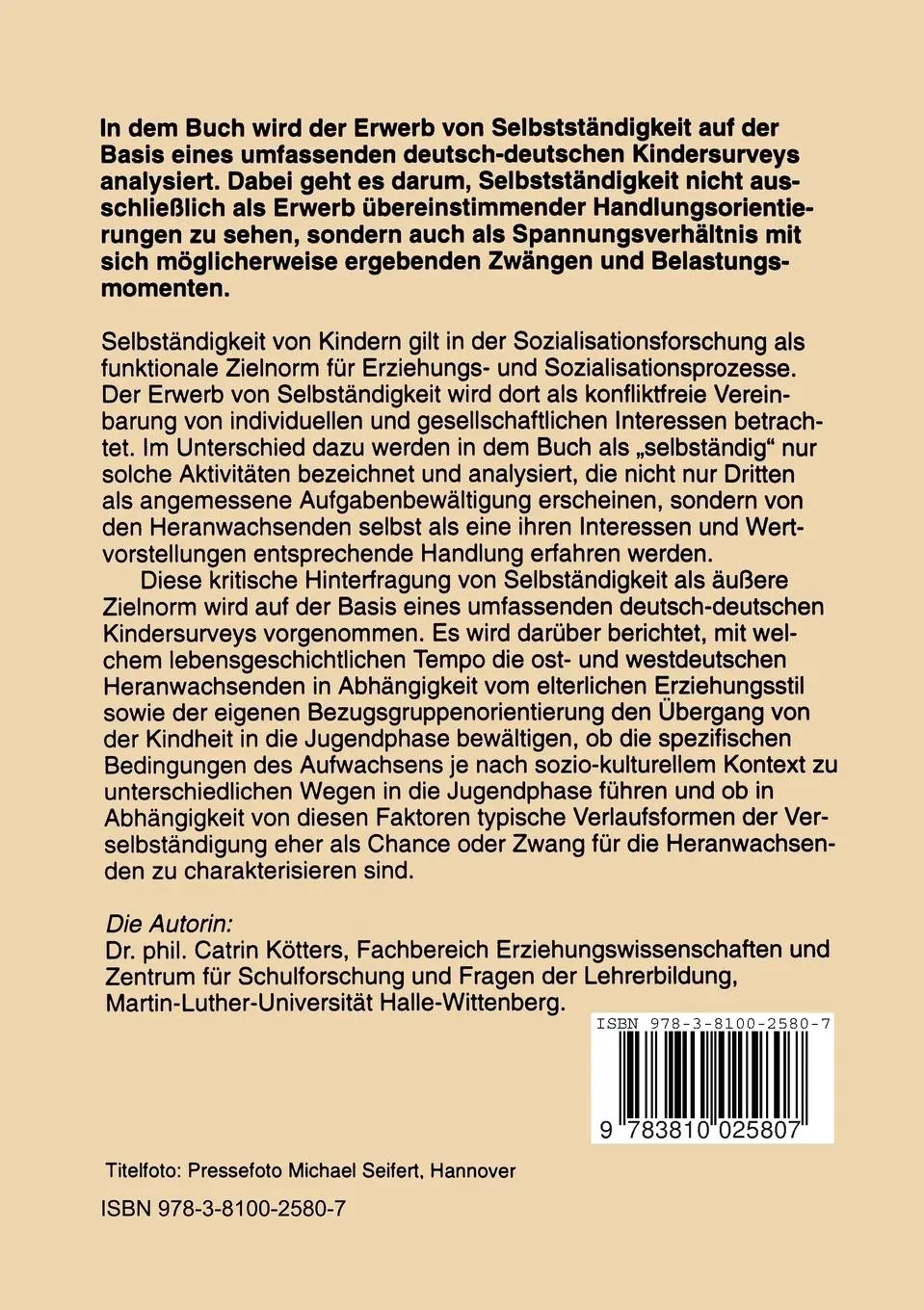 Rückseite: 9783810025807 | Wege aus der Kindheit in die Jugendphase | Catrin Kötters-König | Buch