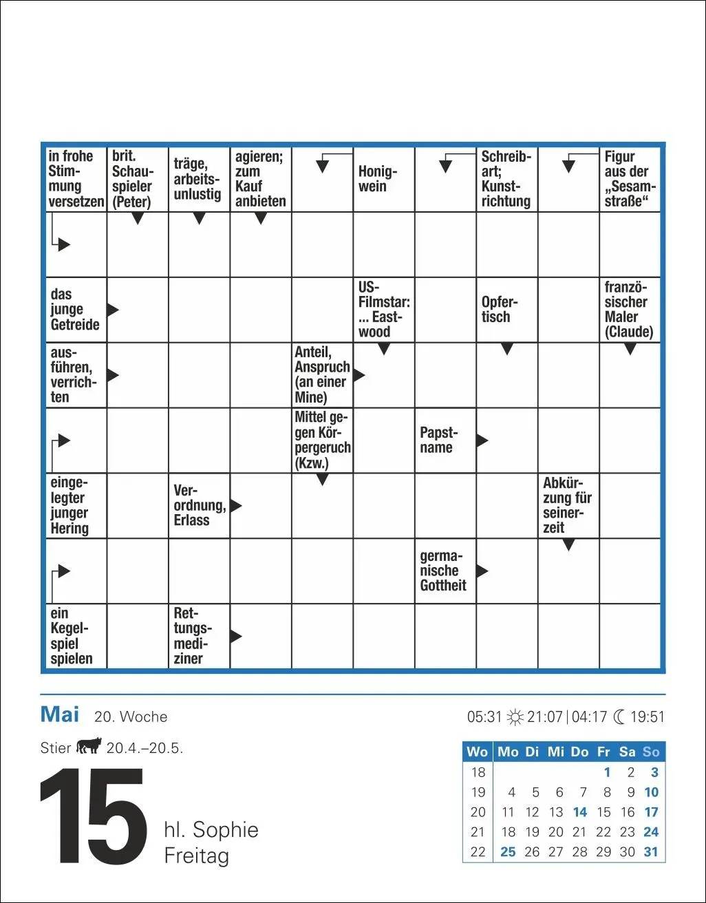 Bild: 9783840035807 | Kreuzworträtsel Tagesabreißkalender 2026 | Stefan Krüger | Kalender