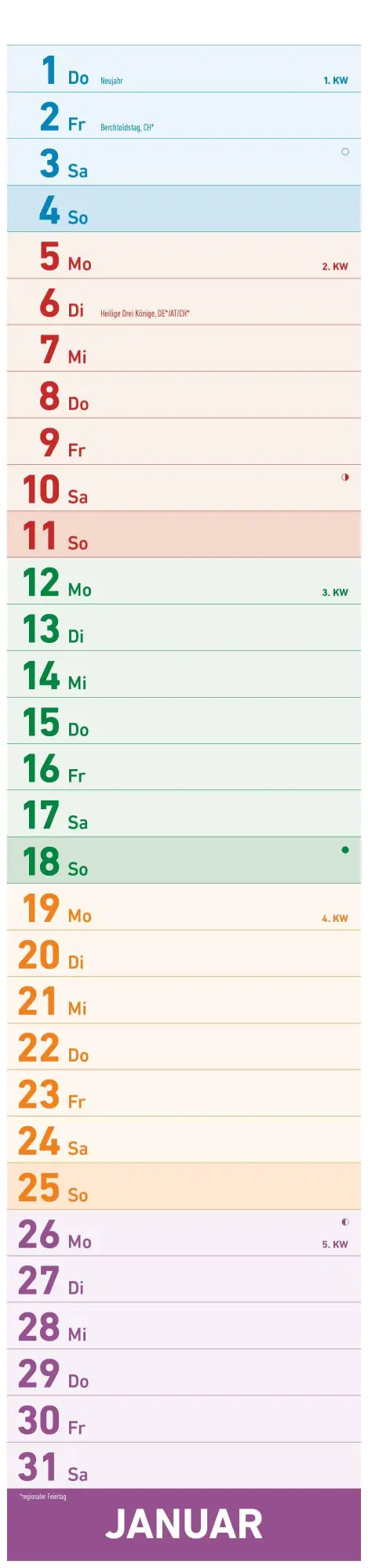 Bild: 4069095005907 | Megaplaner 2026 - Streifen-Kalender 15x64 cm - mit Ferienterminen -...