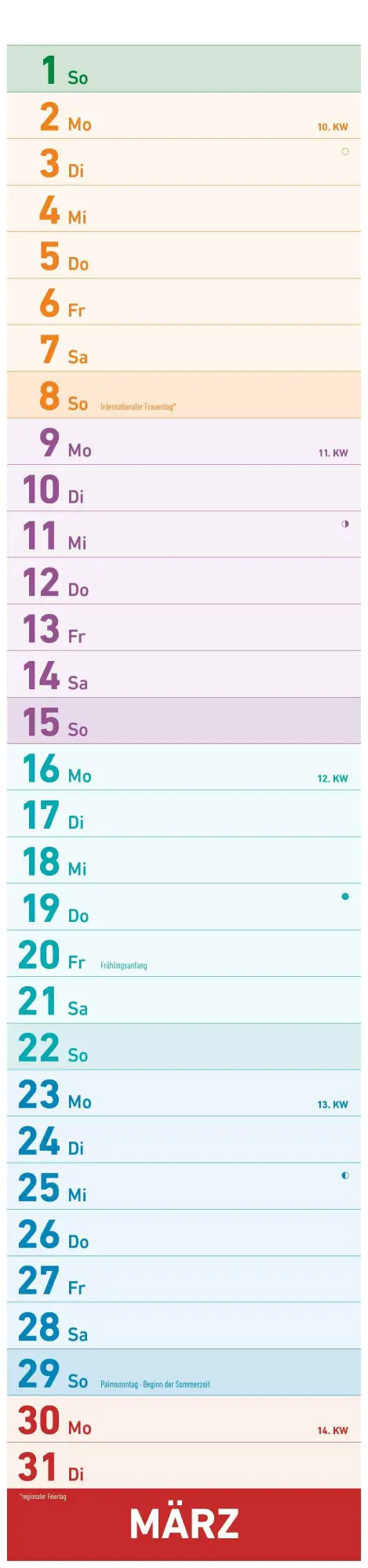 Bild: 4069095005907 | Megaplaner 2026 - Streifen-Kalender 15x64 cm - mit Ferienterminen -...