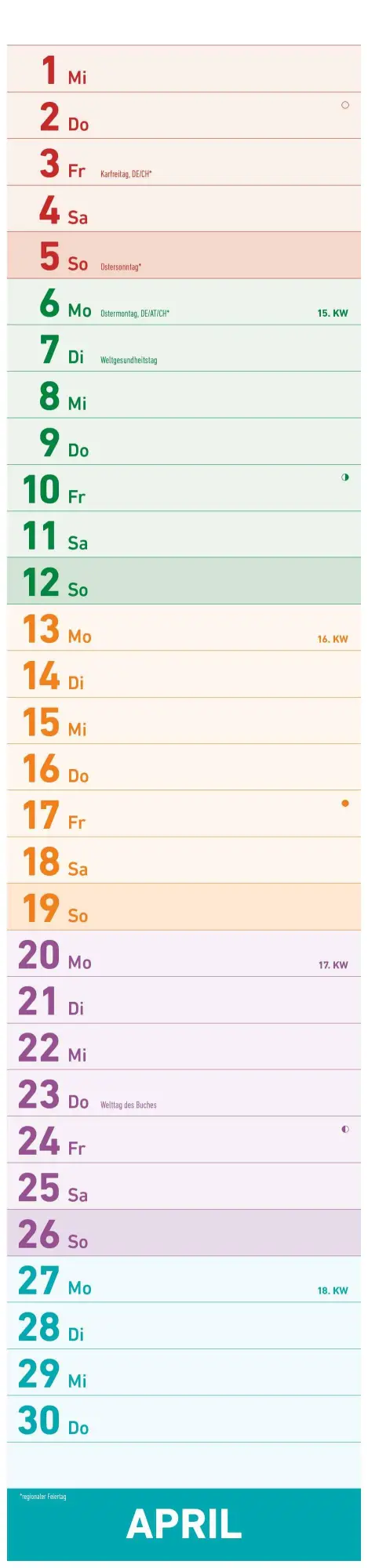 Bild: 4069095005907 | Megaplaner 2026 - Streifen-Kalender 15x64 cm - mit Ferienterminen -...