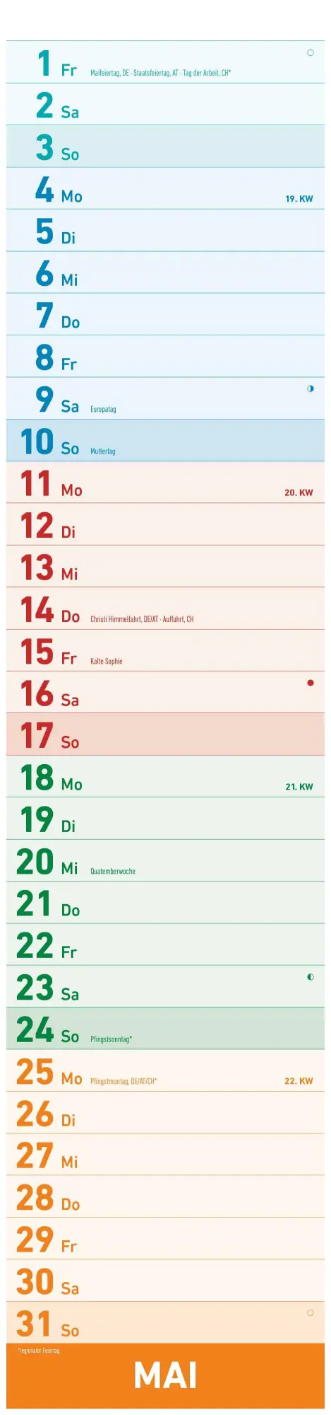 Bild: 4069095005907 | Megaplaner 2026 - Streifen-Kalender 15x64 cm - mit Ferienterminen -...